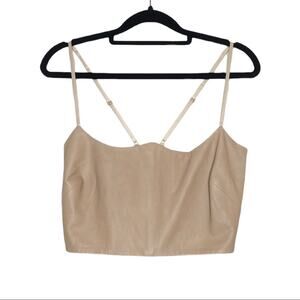 The Sei Tan Leather Curved Corset Tank Crop Top - 2/4